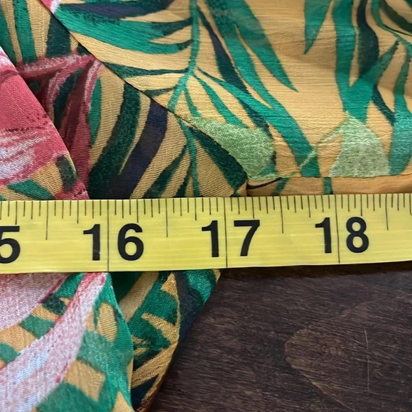 Anthropologie Fig and Flower sheer tropical print top Puff sleeves size S Flowy - Picture 4 of 8